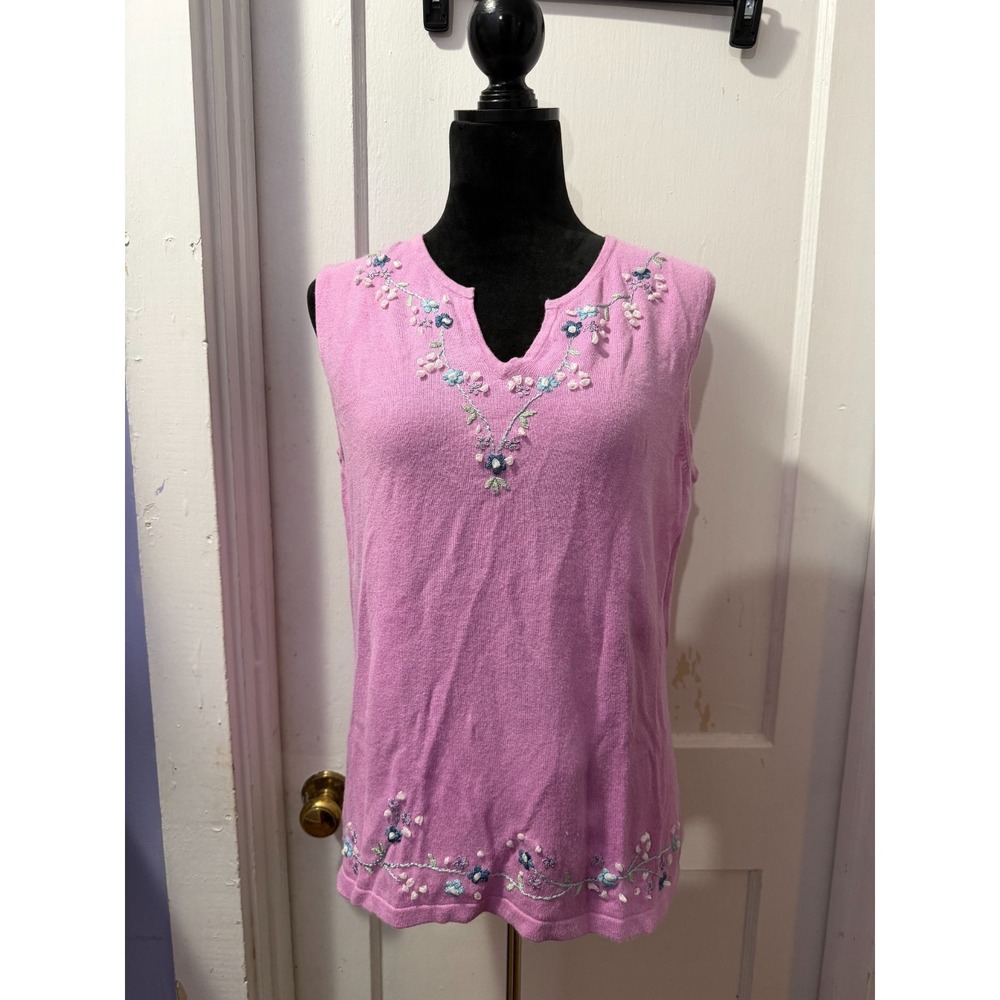Vintage Designer Studio Originals Pink Embroidered Tank Top in‎ M